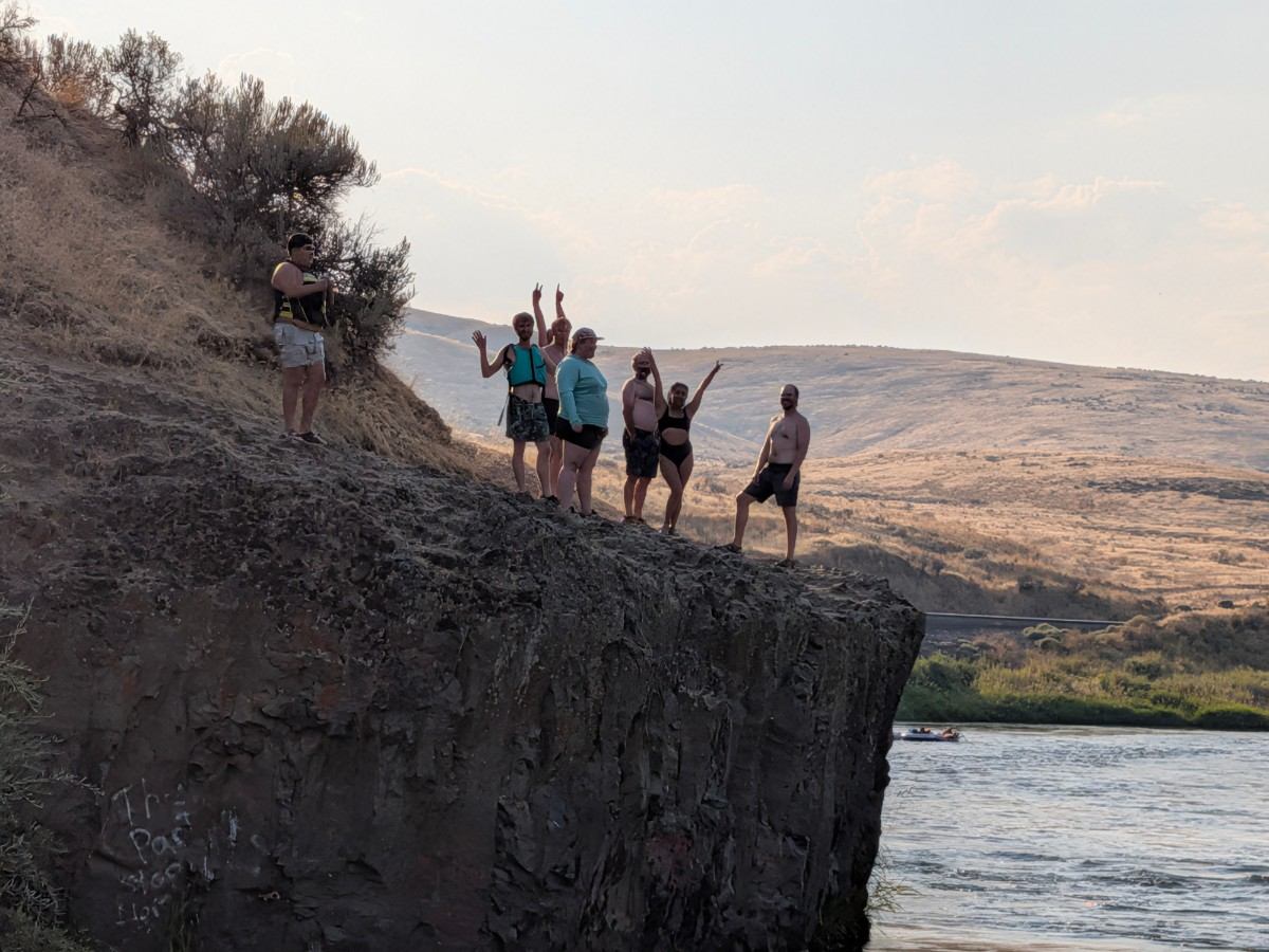 Dog floating in cargo tube on Yakima River